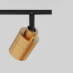 Shura 4-Light Black And Brass Integrated LED Track Light W/ Rotatable Heads, 3 Ft. Track Lighting Kit, 3000k, 2240 Lumen -Lamp Parts matte black brushed brass 3000k vidalite track lighting kits ce1008573 1f 1000