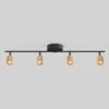 Shura 4-Light Black And Brass Integrated LED Track Light W/ Rotatable Heads, 3 Ft. Track Lighting Kit, 3000k, 2240 Lumen -Lamp Parts matte black brushed brass 3000k vidalite track lighting kits ce1008573 64 1000