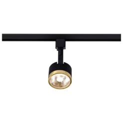 Matte Black/Brushed Brass Integrated LED Fixed Track Round Back Head -Lamp Parts matte black brushed brass satco track lighting heads th635 fa 1000