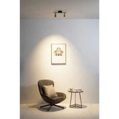 Shura 2-Light Black And Brass Integrated LED Track Light W/ Rotatable Heads, 1 Ft.Track Lighting Kit, 3000k, 1470 Lumens -Lamp Parts matte black brushed brass vidalite track lighting kits ce1008570 31 1000