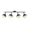 Globe Electric Bari 2.8 Ft. 4-Lights Matte Black Fixed Track Lighting Kit With Brass Accents And Frosted Glass Shades, Bulbs Included -Lamp Parts matte black globe electric track lighting kits 59509 64 1000