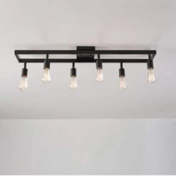 Globe Electric Weston 3 Ft. 6-Light Matte Black Fixed Track Lighting Kit 15 Globe Electric Weston 3 Ft. 6-Light Matte Black Fixed Track Lighting Kit -Lamp Parts matte black globe electric track lighting kits 59811 77 1000