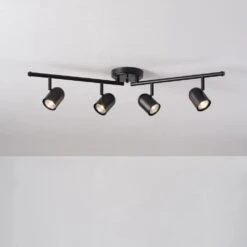 Globe Electric Roland 2.67 Ft. 4-Light Matte Black Flexible Track Lighting Kit -Lamp Parts matte black globe electric track lighting kits 60029 4f 1000