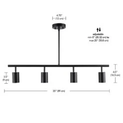 Globe Electric Willard 2.92 Ft. 4-Light Matte Black Adjustable Height Linear Track Lighting Kit -Lamp Parts matte black globe electric track lighting kits 60222 fa 1000