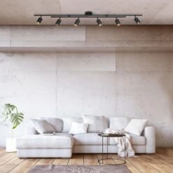 Globe Electric 5.35 Ft. 6-Light Matte Black Flexible Track Lighting Kit With Center Swivel Bars -Lamp Parts matte black globe electric track lighting kits 91002802 4f 1000