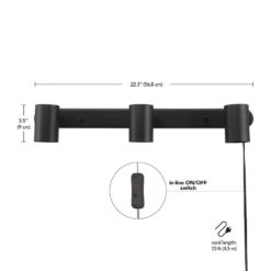 Globe Electric 1.85 Ft. 3-Light Matte Black Plug-In Fixed Track Lighting Kit -Lamp Parts matte black globe electric track lighting kits 91002805 4f 1000