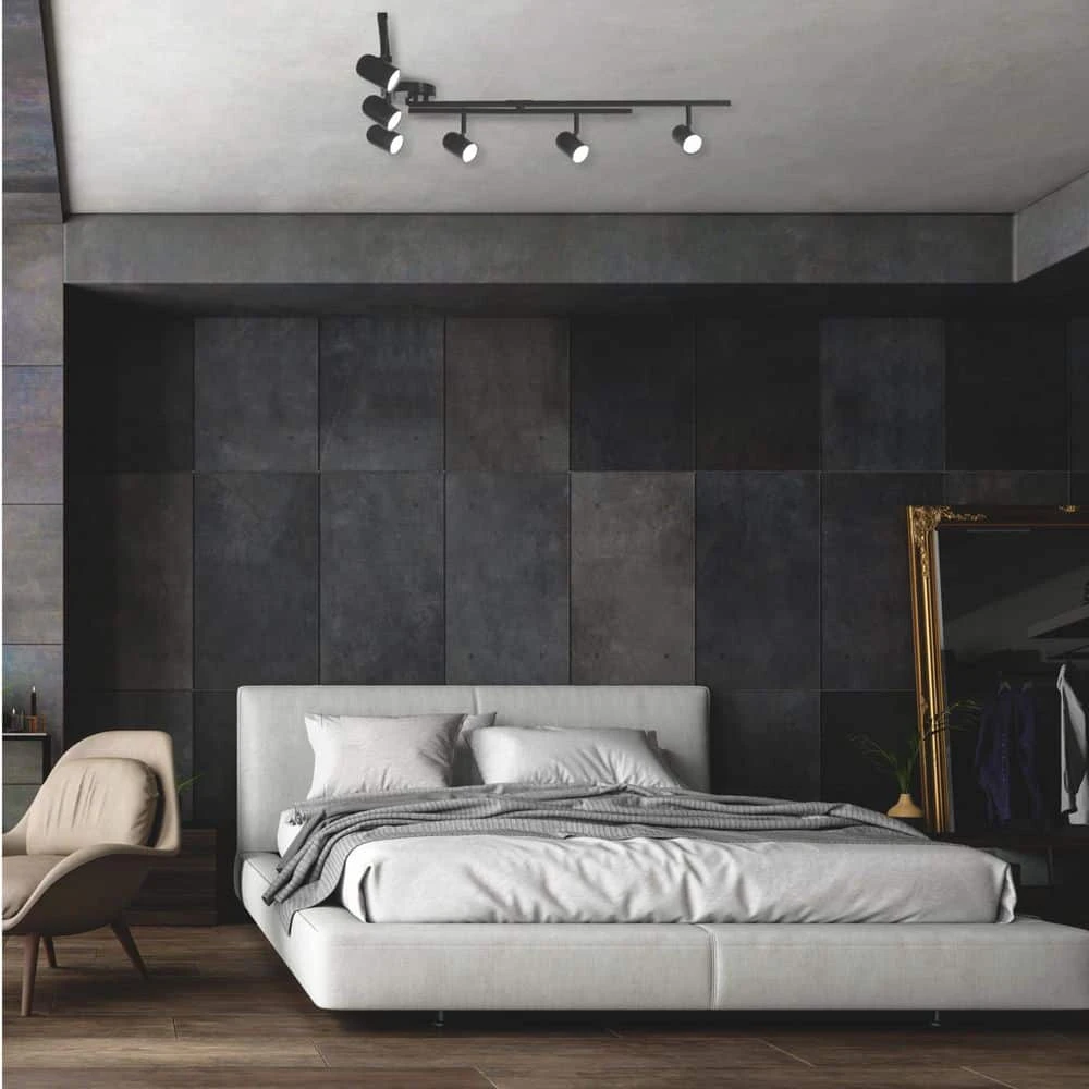 Globe Electric 5.35 Ft. 6-Light Matte Black Integrated LED Flexible Track Lighting Kit With Center Swivel Bars 10 Globe Electric 5.35 Ft. 6-Light Matte Black Integrated LED Flexible Track Lighting Kit With Center Swivel Bars - Image 8