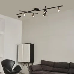 Globe Electric 5.35 Ft. 6-Light Matte Black Integrated LED Flexible Track Lighting Kit With Center Swivel Bars 23 Globe Electric 5.35 Ft. 6-Light Matte Black Integrated LED Flexible Track Lighting Kit With Center Swivel Bars -Lamp Parts matte black globe electric track lighting kits 91002807 44 1000