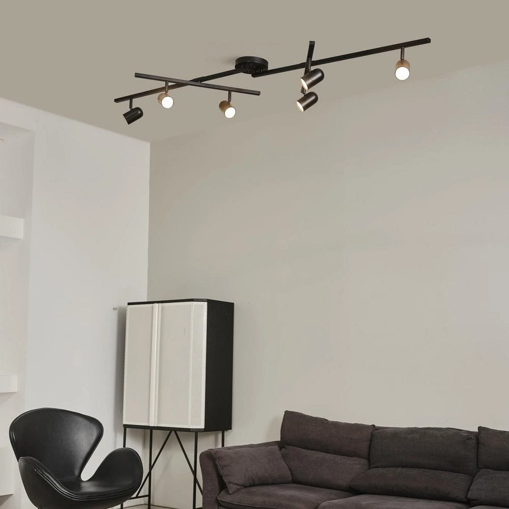 Globe Electric 5.35 Ft. 6-Light Matte Black Integrated LED Flexible Track Lighting Kit With Center Swivel Bars 11 Globe Electric 5.35 Ft. 6-Light Matte Black Integrated LED Flexible Track Lighting Kit With Center Swivel Bars - Image 9