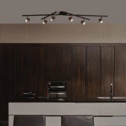 Globe Electric 5.35 Ft. 6-Light Matte Black Integrated LED Flexible Track Lighting Kit With Center Swivel Bars 21 Globe Electric 5.35 Ft. 6-Light Matte Black Integrated LED Flexible Track Lighting Kit With Center Swivel Bars -Lamp Parts matte black globe electric track lighting kits 91002807 4f 1000