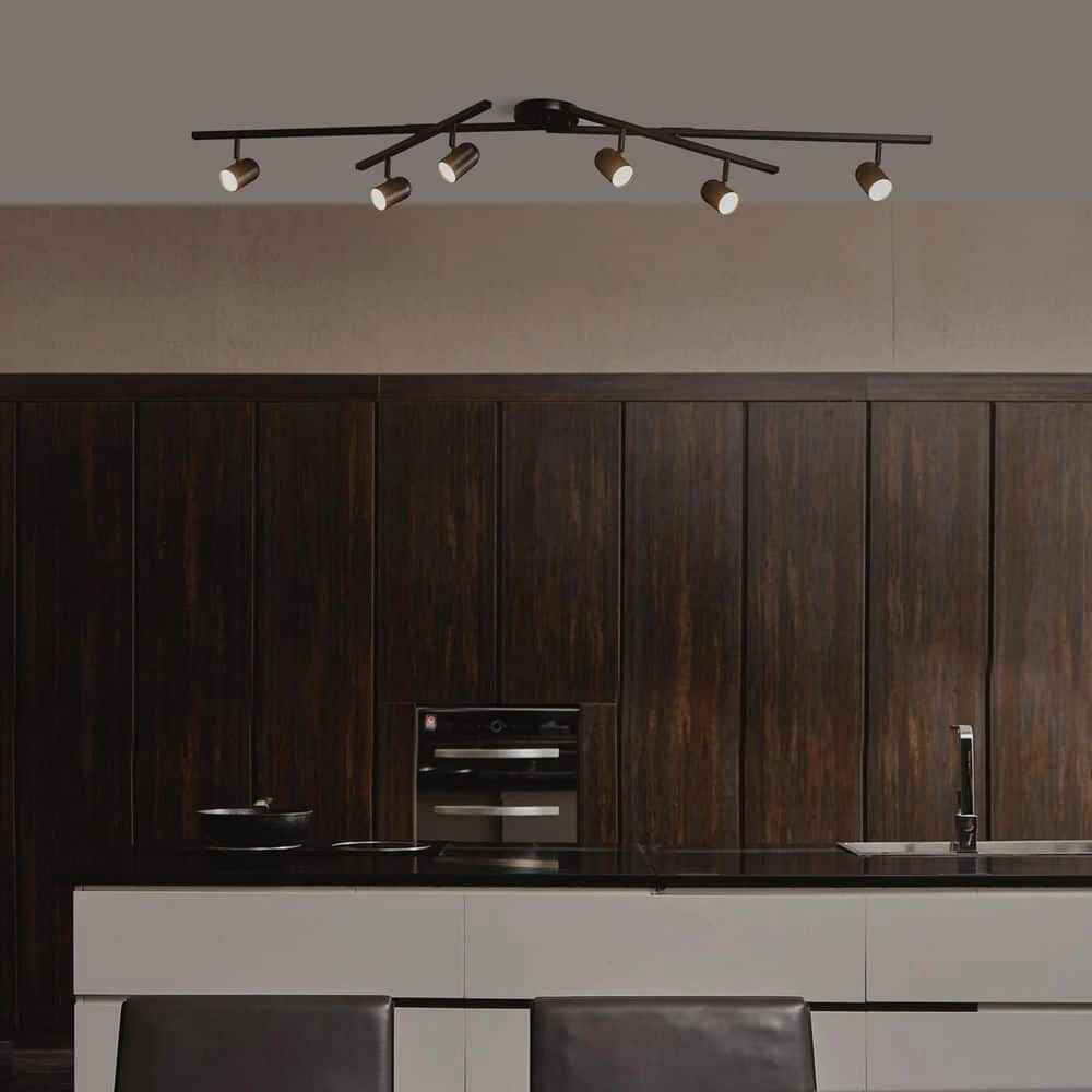 Globe Electric 5.35 Ft. 6-Light Matte Black Integrated LED Flexible Track Lighting Kit With Center Swivel Bars 9 Globe Electric 5.35 Ft. 6-Light Matte Black Integrated LED Flexible Track Lighting Kit With Center Swivel Bars - Image 7