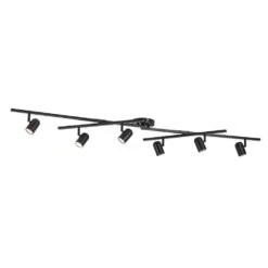 Globe Electric 5.35 Ft. 6-Light Matte Black Integrated LED Flexible Track Lighting Kit With Center Swivel Bars