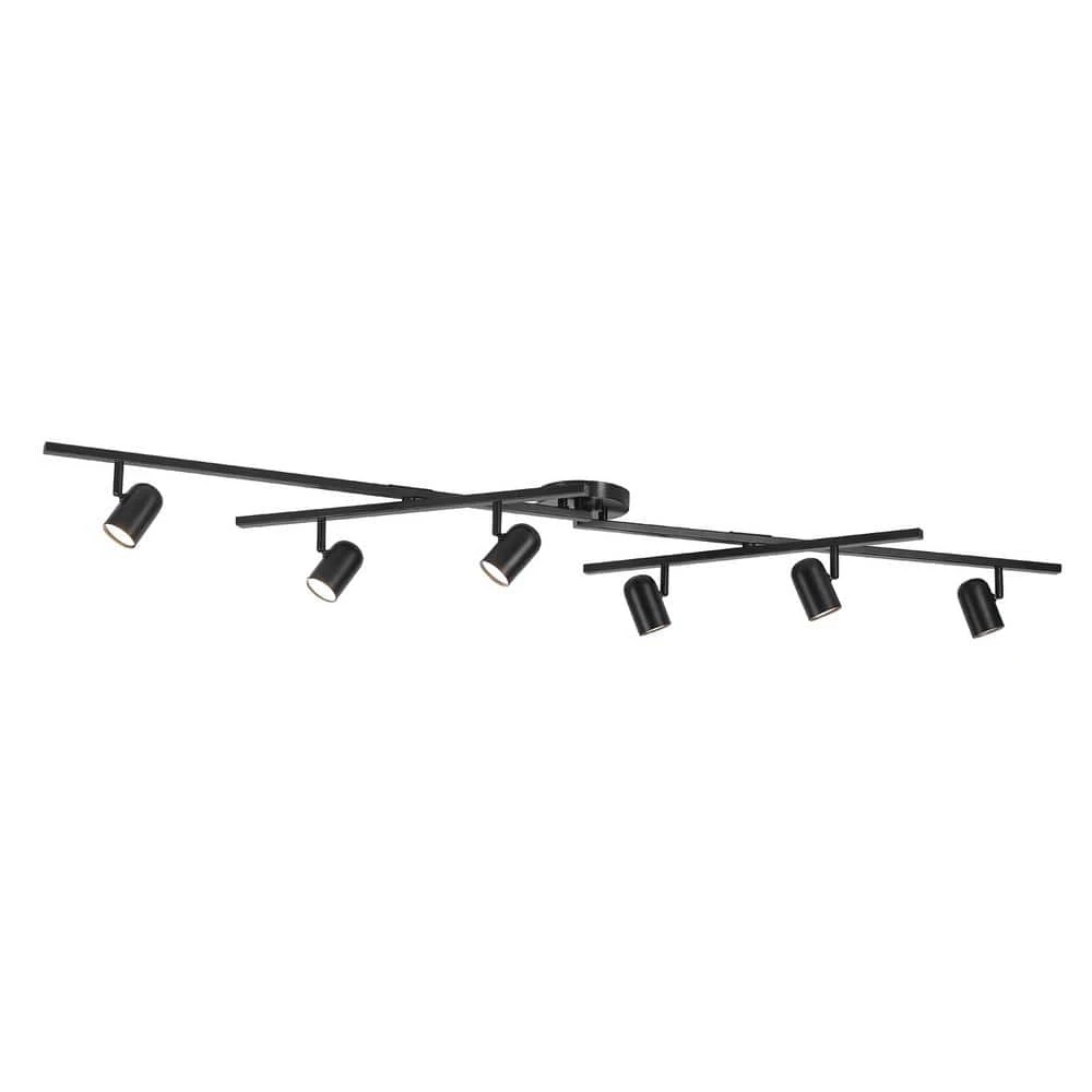 Globe Electric 5.35 Ft. 6-Light Matte Black Integrated LED Flexible Track Lighting Kit With Center Swivel Bars 3 Globe Electric 5.35 Ft. 6-Light Matte Black Integrated LED Flexible Track Lighting Kit With Center Swivel Bars