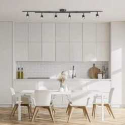 Globe Electric 5.35 Ft. 6-Light Matte Black Integrated LED Flexible Track Lighting Kit With Center Swivel Bars 20 Globe Electric 5.35 Ft. 6-Light Matte Black Integrated LED Flexible Track Lighting Kit With Center Swivel Bars -Lamp Parts matte black globe electric track lighting kits 91002807 c3 1000