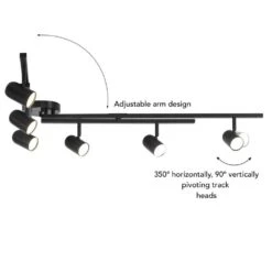 Globe Electric 5.35 Ft. 6-Light Matte Black Integrated LED Flexible Track Lighting Kit With Center Swivel Bars 26 Globe Electric 5.35 Ft. 6-Light Matte Black Integrated LED Flexible Track Lighting Kit With Center Swivel Bars -Lamp Parts matte black globe electric track lighting kits 91002807 d4 1000