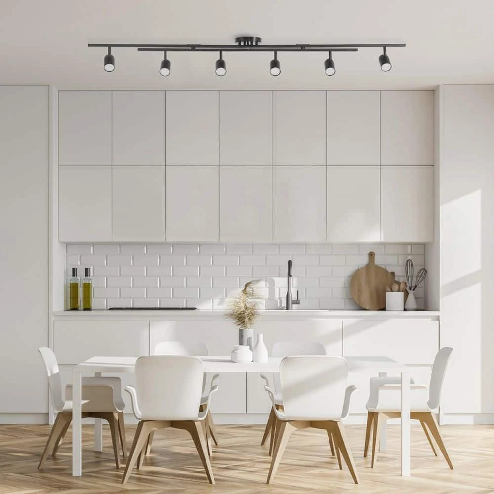 Globe Electric 5.35 Ft. 6-Light Matte Black Integrated LED Flexible Track Lighting Kit With Center Swivel Bars 4 Globe Electric 5.35 Ft. 6-Light Matte Black Integrated LED Flexible Track Lighting Kit With Center Swivel Bars - Image 2