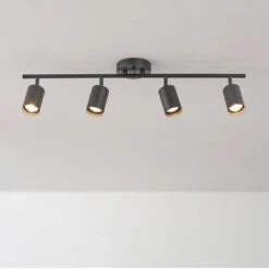Globe Electric 2.5 Ft. 4-Light Matte Black Fixed Track Lighting Kit -Lamp Parts matte black globe electric track lighting kits 91002833 44 1000