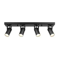 Globe Electric 2 Ft. 4-Light Matte Black Integrated LED Ceiling Mounted Hardwired Track Lighting Kit With Cylindrical Black Heads -Lamp Parts matte black globe electric track lighting kits 91005490 31 1000