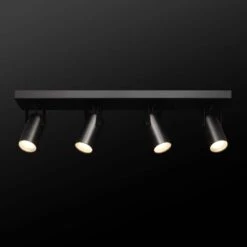 Globe Electric 2 Ft. 4-Light Matte Black Integrated LED Ceiling Mounted Hardwired Track Lighting Kit With Cylindrical Black Heads -Lamp Parts matte black globe electric track lighting kits 91005490 a0 1000