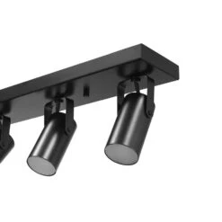 Globe Electric 2 Ft. 4-Light Matte Black Integrated LED Ceiling Mounted Hardwired Track Lighting Kit With Cylindrical Black Heads -Lamp Parts matte black globe electric track lighting kits 91005490 fa 1000