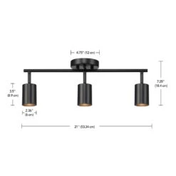 Globe Electric Pratt Less Than 2 Ft. Matte Black Hard Wired 3-Light Track Lighting Kit With Pivoting Cylinder Track Heads -Lamp Parts matte black globe electric track lighting kits 91007811 fa 1000