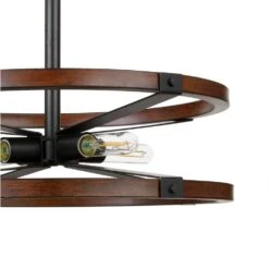 Rockland 60-Watt 4-Light Matte Black Pendant With Painted Wood Accent Shade -Lamp Parts matte black hampton bay pendant lights hb3637 43 1d 1000