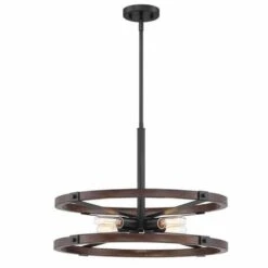 Rockland 60-Watt 4-Light Matte Black Pendant With Painted Wood Accent Shade -Lamp Parts matte black hampton bay pendant lights hb3637 43 77 1000