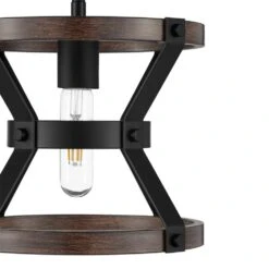 Rockland 60-Watt 1-Light Matte Black Mini-Pendant With Painted Wood Accent Shade -Lamp Parts matte black hampton bay pendant lights hb3686 43 40 1000