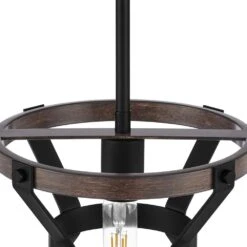 Rockland 60-Watt 1-Light Matte Black Mini-Pendant With Painted Wood Accent Shade -Lamp Parts matte black hampton bay pendant lights hb3686 43 a0 1000
