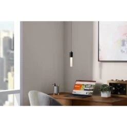 Bellingham 8-Watt Matte Black Integrated LED Mini Pendant With Acrylic Shade