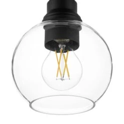 Florabelle 3-Light 36 In. W Globe Pendant Matte Black Clear Glass Shades -Lamp Parts matte black hampton bay pendant lights lbz8303ax 01 mb 40 1000