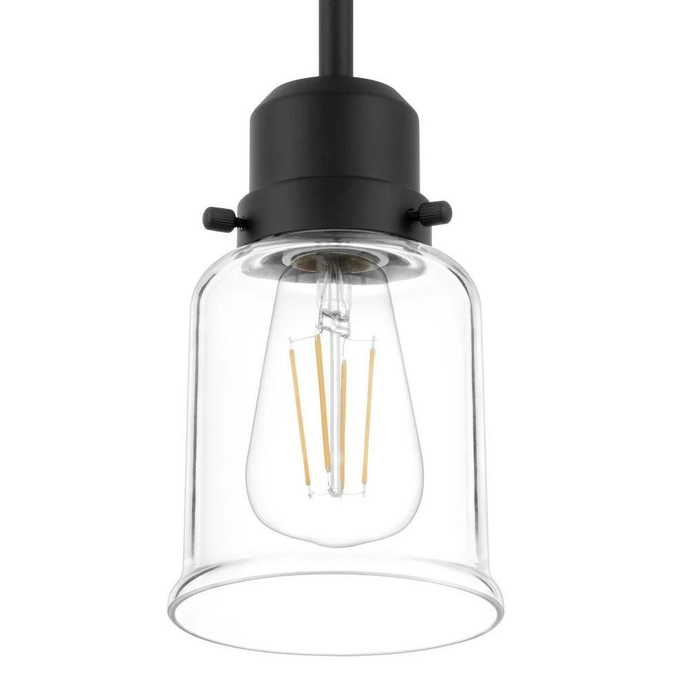 Timphaven 1-Light Matte Black Shaded Mini-Pendant Clear Glass 5 Timphaven 1-Light Matte Black Shaded Mini-Pendant Clear Glass - Image 3