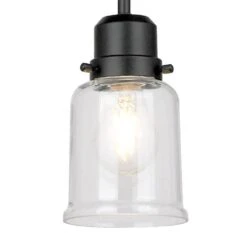 Timphaven 1-Light Matte Black Shaded Mini-Pendant Clear Glass 21 Timphaven 1-Light Matte Black Shaded Mini-Pendant Clear Glass -Lamp Parts matte black hampton bay pendant lights lcf8901as 01 mb 44 1000