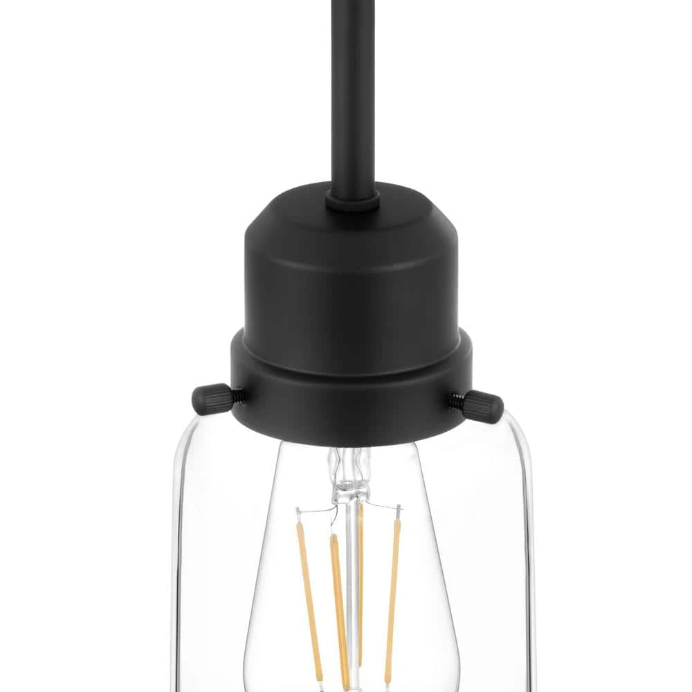 Timphaven 1-Light Matte Black Shaded Mini-Pendant Clear Glass 6 Timphaven 1-Light Matte Black Shaded Mini-Pendant Clear Glass - Image 4
