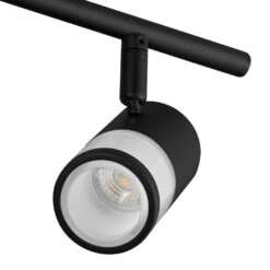 Greyrock 3.44 Ft. Matte Black Integrated LED Hardwired Track Lighting Kit Flush Mount Combo With 4 Fixed Track Heads -Lamp Parts matte black hampton bay track lighting kits hbtf1045r3a 43 1d 1000