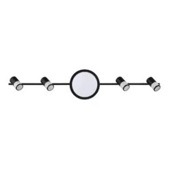 Greyrock 3.44 Ft. Matte Black Integrated LED Hardwired Track Lighting Kit Flush Mount Combo With 4 Fixed Track Heads -Lamp Parts matte black hampton bay track lighting kits hbtf1045r3a 43 40 1000