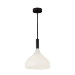 Belleview 12 In. 1 Light 60-Watt Matte Black/Opal Glass Pendant Light -Lamp Parts matte black opal glass alora mood pendant lights pd532312mbop 4f 1000