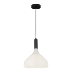 Belleview 12 In. 1 Light 60-Watt Matte Black/Opal Glass Pendant Light