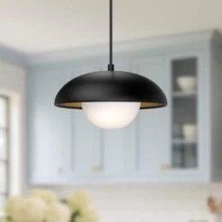 Rubio 11 In. 1 Light 60-Watt Matte Black/Opal Matte Glass Pendant Light -Lamp Parts matte black opal matte glass alora mood pendant lights pd522011mbop 66 1000
