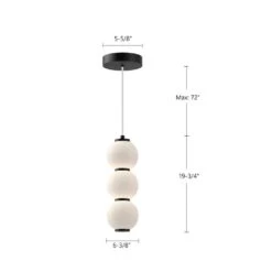 Bijou 7 In. 1 Light 20-Watt Matte Black/Opal Matte Glass Integrated LED Pendant Light -Lamp Parts matte black opal matte glass alora mood pendant lights pd530313mbop 77 1000