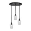 Villa 3 Light Matte Black Pendant, Cluster Pendant Light With 6.25 In. Clear Bubble Glass Shades, No Bulb Included