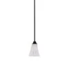 Madison 100-Watt 1-Light Matte Black Shaded Pendant Light With 5.5 In. Fluted Italian Ice Shade, No Bulb Included