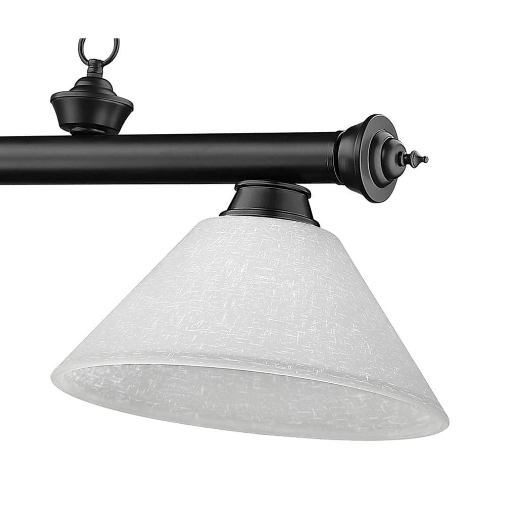 Cordon 3-Light Matte Black Plus Billiard Light Angle White Linen Shade With No Bulbs Included 6 Cordon 3-Light Matte Black Plus Billiard Light Angle White Linen Shade With No Bulbs Included - Image 4