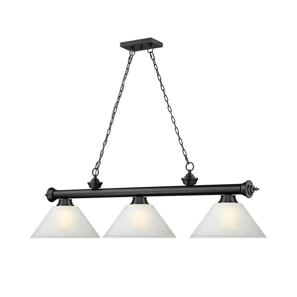 Cordon 3-Light Matte Black Plus Billiard Light Angle White Linen Shade With No Bulbs Included 5 Cordon 3-Light Matte Black Plus Billiard Light Angle White Linen Shade With No Bulbs Included - Image 3