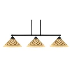 Monroe 3-Light Billiard Light, Round Fitter, Matte Black Finish, 16 In. Chocolate Icing Glass