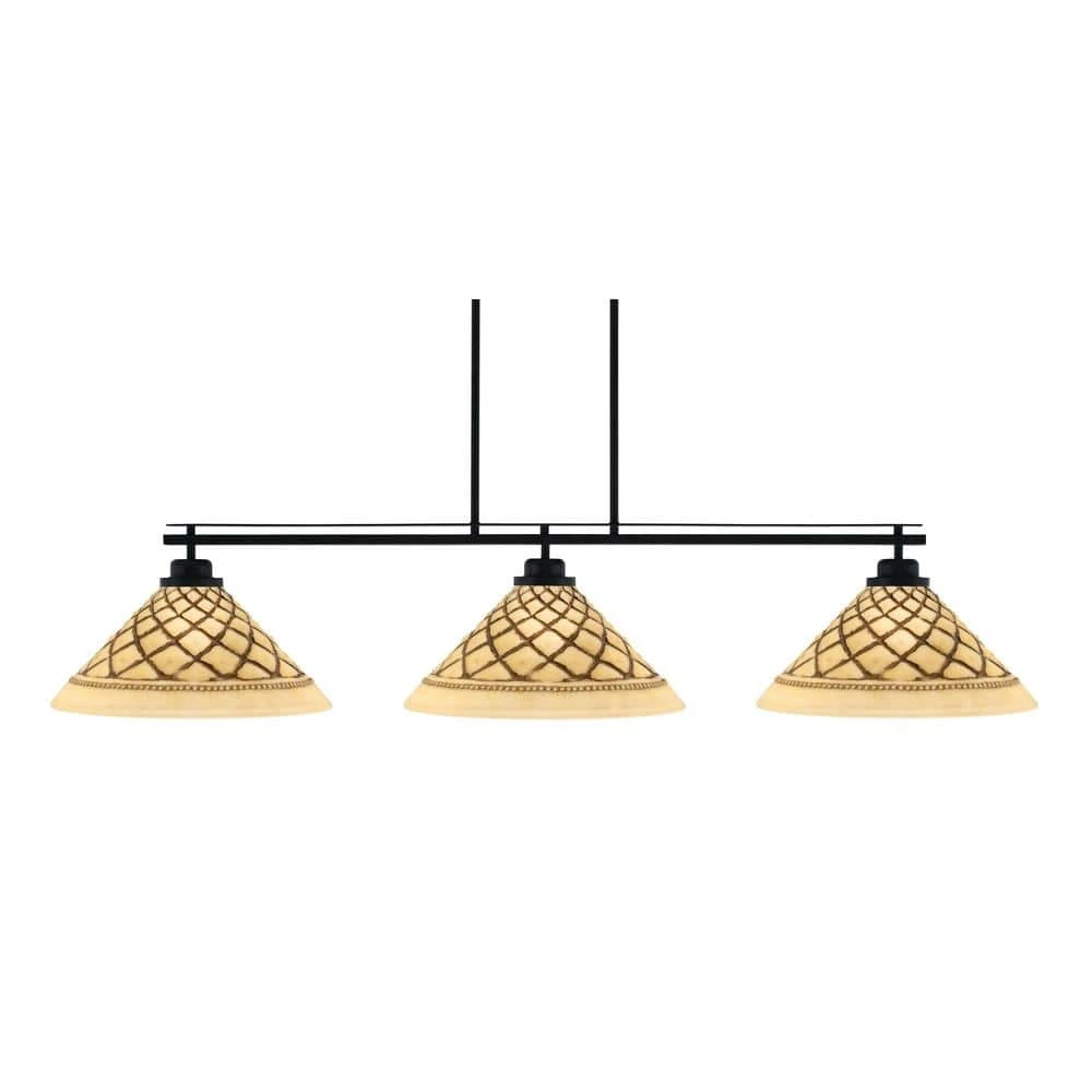 Monroe 3-Light Billiard Light, Round Fitter, Matte Black Finish, 16 In. Chocolate Icing Glass 3 Monroe 3-Light Billiard Light, Round Fitter, Matte Black Finish, 16 In. Chocolate Icing Glass