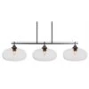 Monroe 3-Light, Matte Black Billiard Light, Any Room With 13 In. Clear Bubble Glass Shades No Bulbs Included