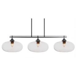Monroe 3-Light, Matte Black Billiard Light, Any Room With 13 In. Clear Bubble Glass Shades No Bulbs Included