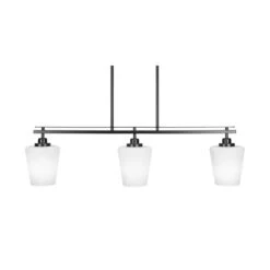 Monroe 3-Light, Matte Black Billiard Light, Any Room With 6 In. White Matrix Glass Shades No Bulbs Included
