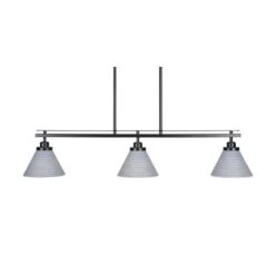 Monroe 3-Light, Matte Black Billiard Light, Any Room With 7 In. Gray Matrix Glass Shades No Bulbs Included